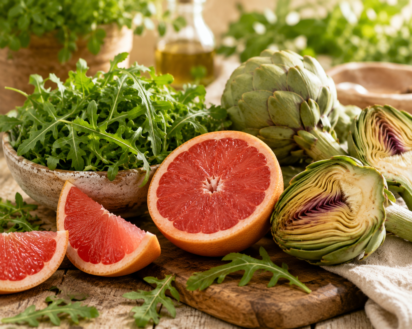 Bitterstoffreiche Lebensmittel wie Grapefruit Rucola und Artischocken