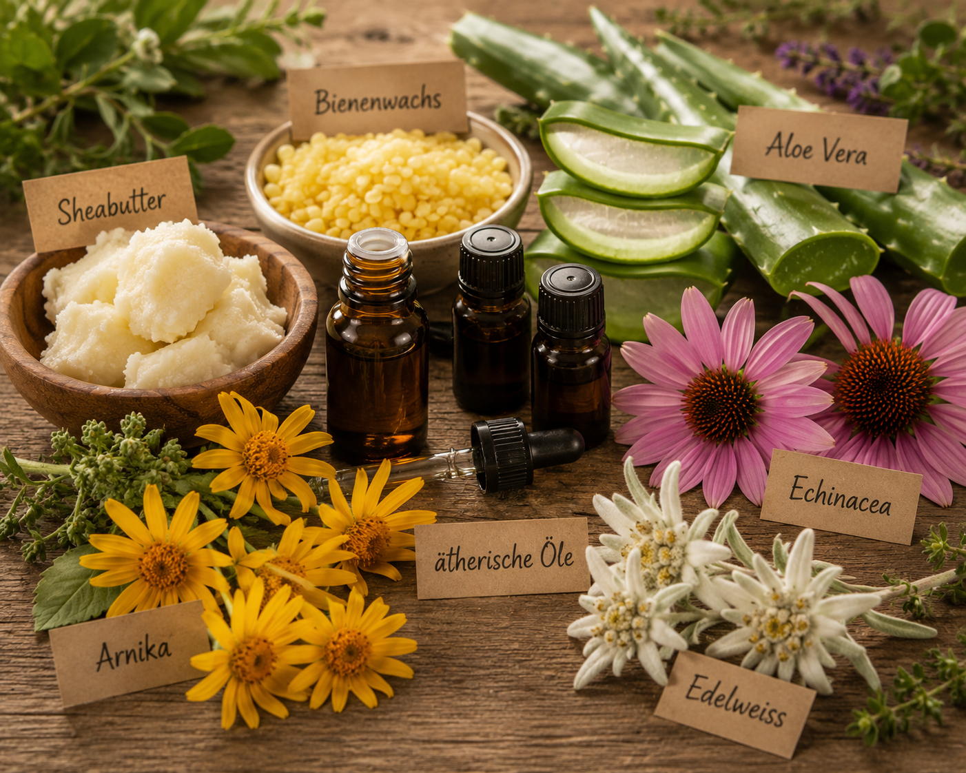 Naturkosmetik mit natürlichen Inhaltsstoffen für Hautpflege und Schönheit