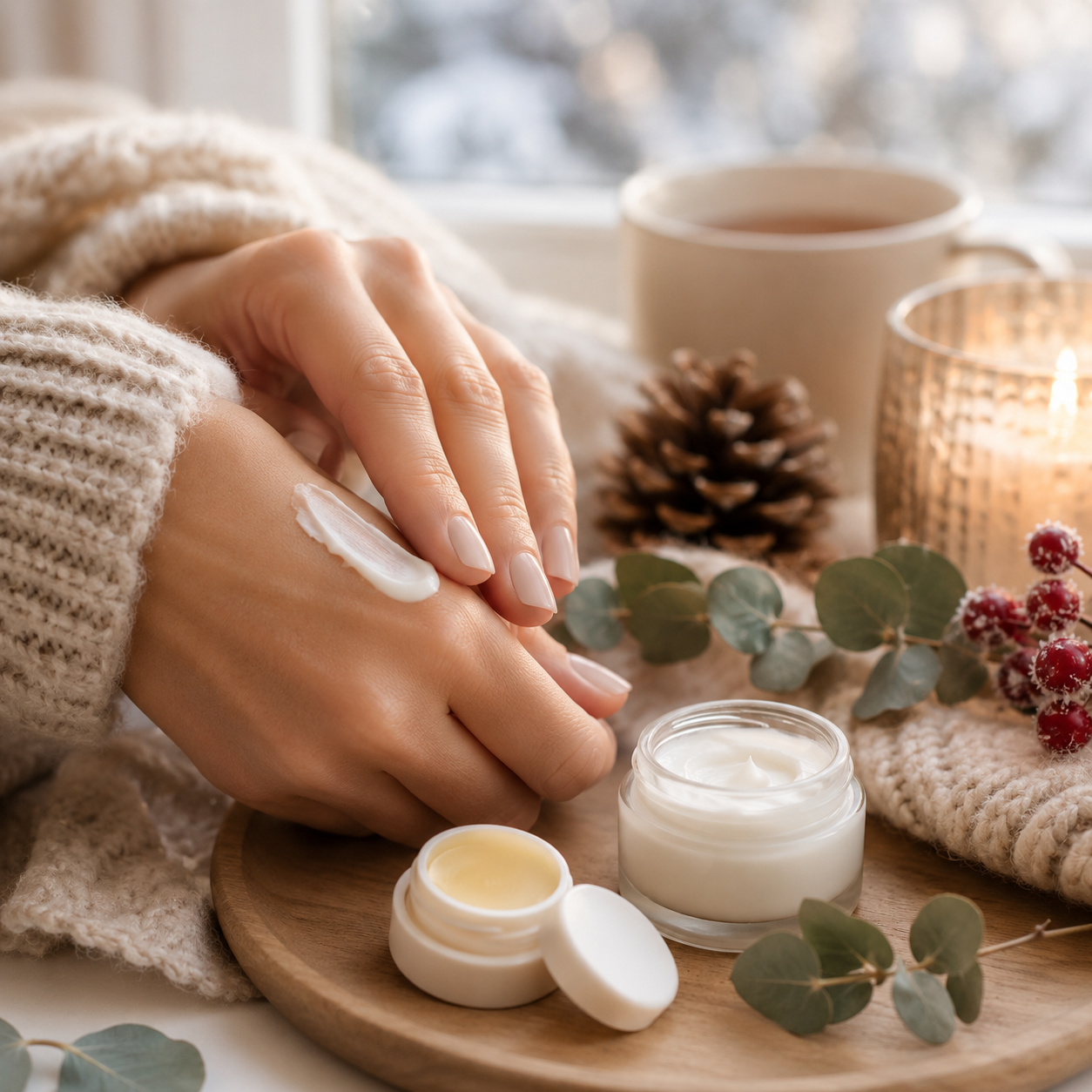 Pflege für trockene Hände und spröde Lippen im Winter