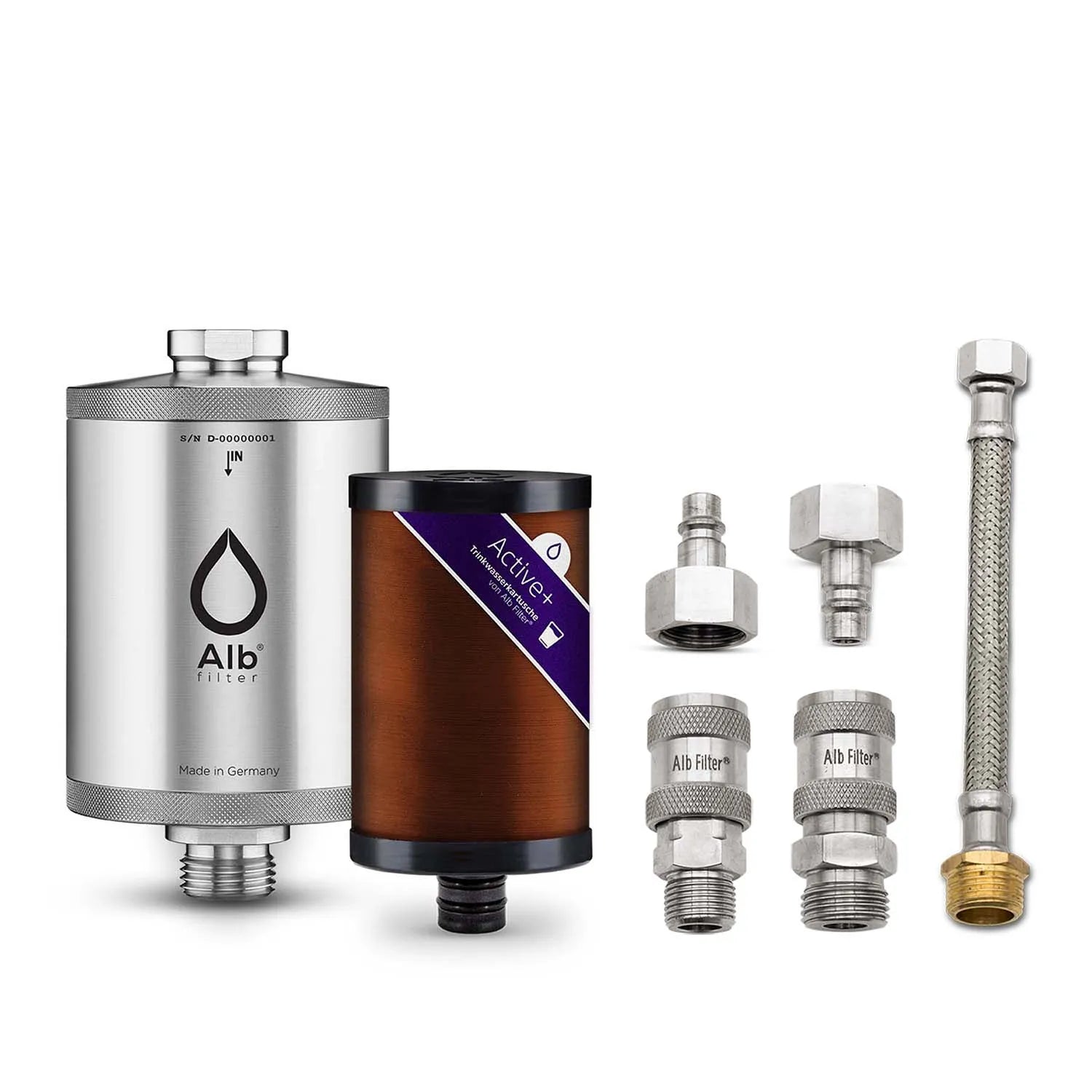 Alb Trinkwasserfilter Active Plus+ mit Untertisch Anschluss-Set Schnellkupplung