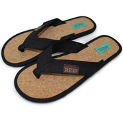 ReUseMe Flip Flops mit Kork Innensole, Schwarz