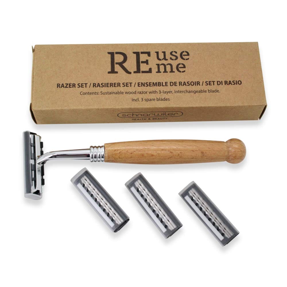 ReUseMe Rasierer aus Holz inkl. 3 Ersatzklingen