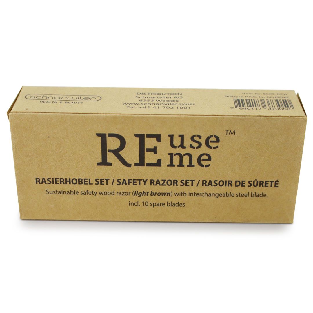 ReUseMe Rasierhobel aus Holz / Metall inkl. 10 Rasierklingen