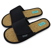 ReUseMe Slippers mit Klettverschluss und Kork Innensole, schwarz